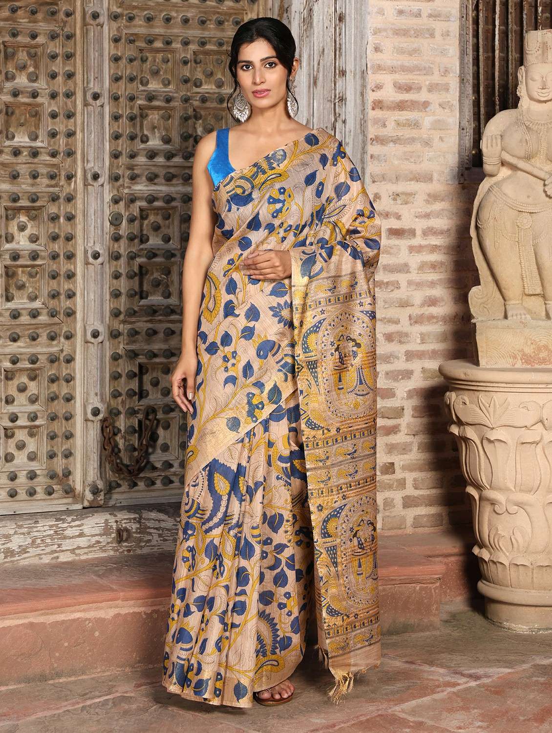 women printed casual wear saree with blouse - 22184317 -  Standard Image - 2