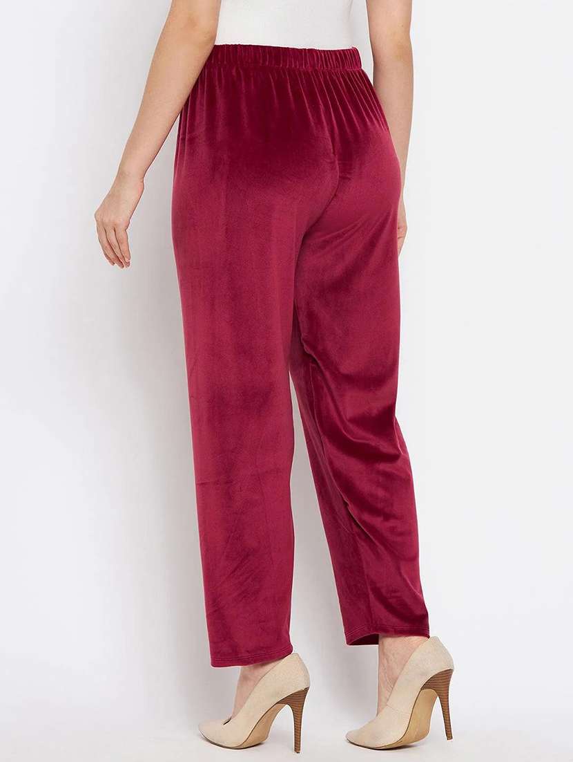 women pack of 2 solid high rise velvet straight trouser - 22184336 -  Standard Image - 2