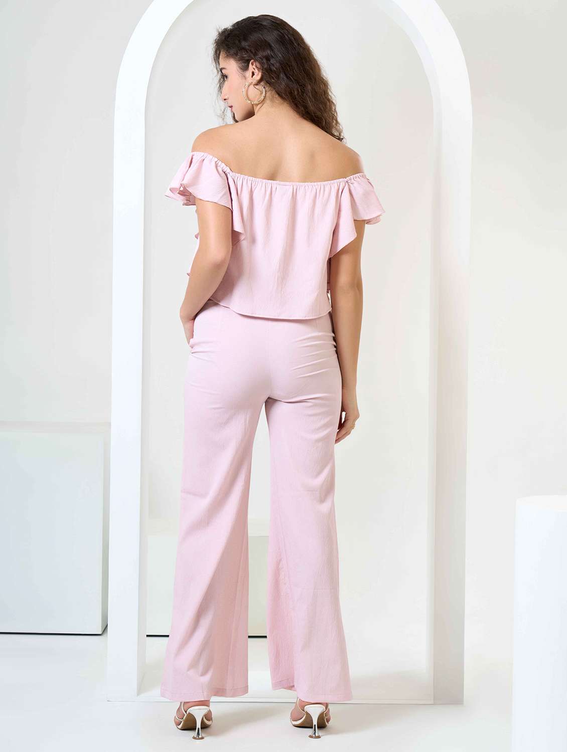 women solid top and trouser co-ord set - 22184341 -  Standard Image - 2