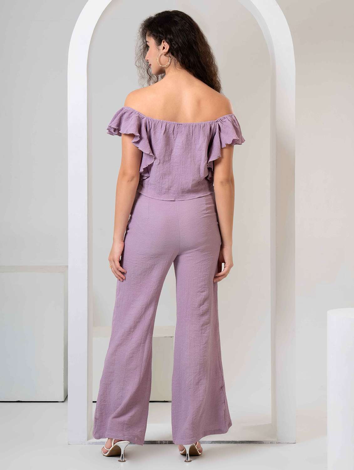 women solid top and trouser co-ord set - 22184344 -  Standard Image - 2