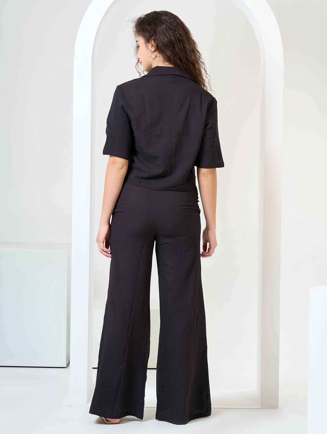 women solid shirt and trouser co-ord set - 22184345 -  Standard Image - 2