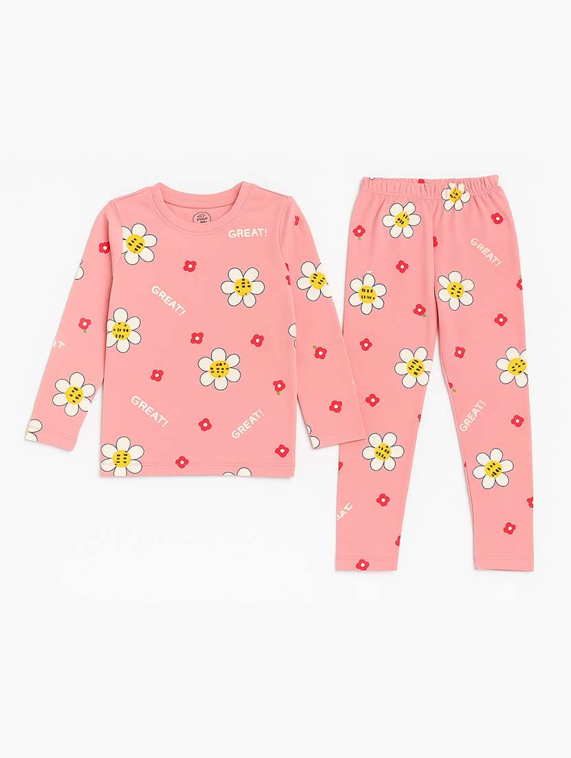 girls printed full length co-ord set - 22184379 -  Standard Image - 2