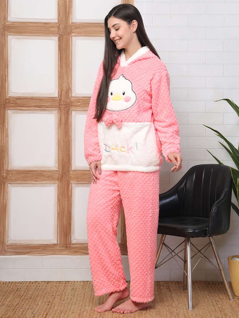 women self designed hooded nightwear pyjama set - 22184388 -  Standard Image - 2