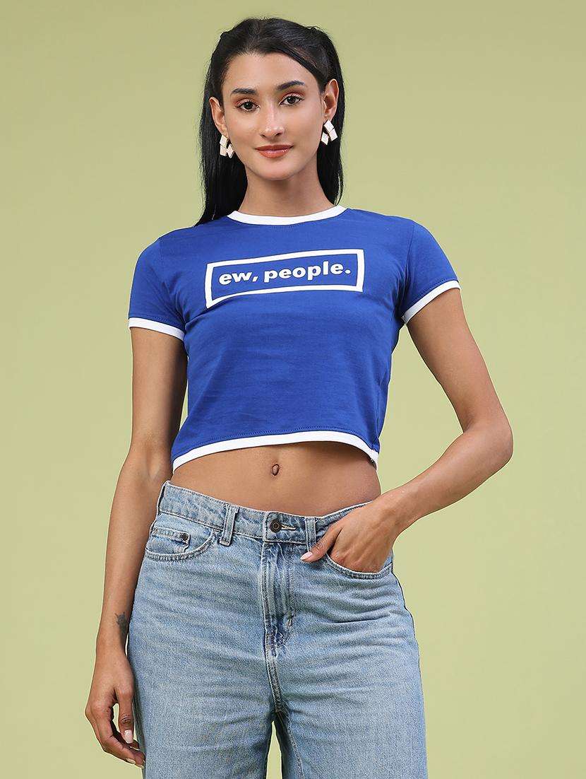 women printed short sleeve crop t-shirt - 22184434 -  Standard Image - 2