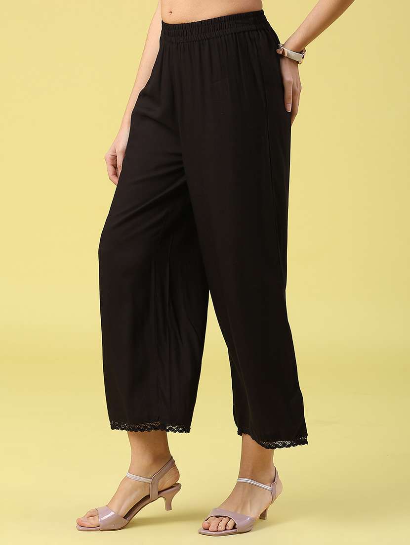 women solid mid rise straight palazzo - 22184561 -  Standard Image - 2