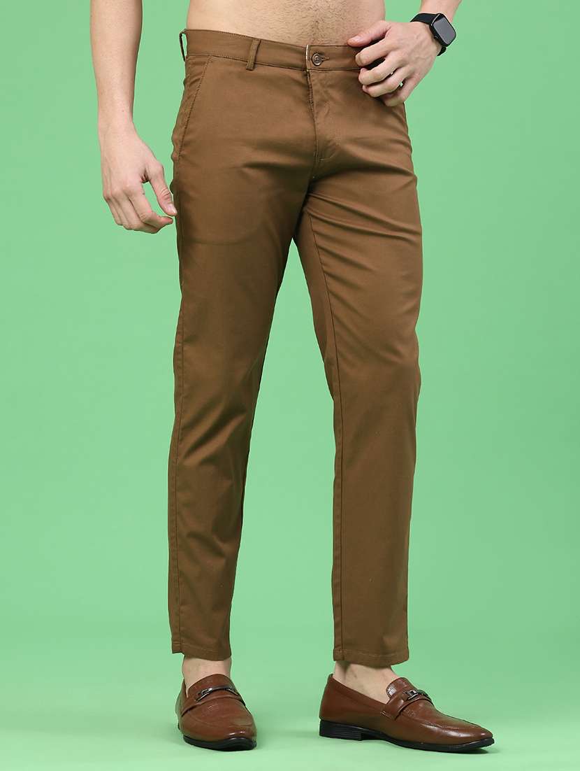 men solid mid rise chinos casual trouser - 22184588 -  Standard Image - 2