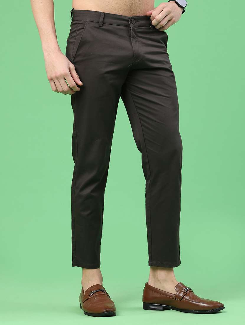 men solid mid rise chinos casual trouser - 22184589 -  Standard Image - 2