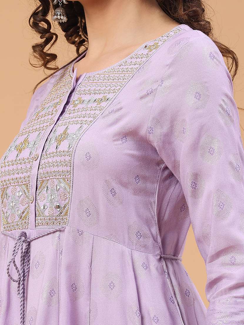 lavender rayon anarkali kurta - 22184600 -  Standard Image - 2