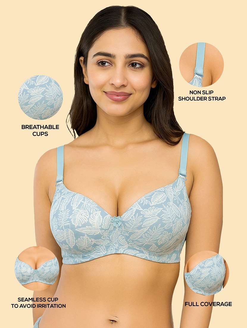 women printed lightly padded t-shirt bra - 22184801 -  Standard Image - 2
