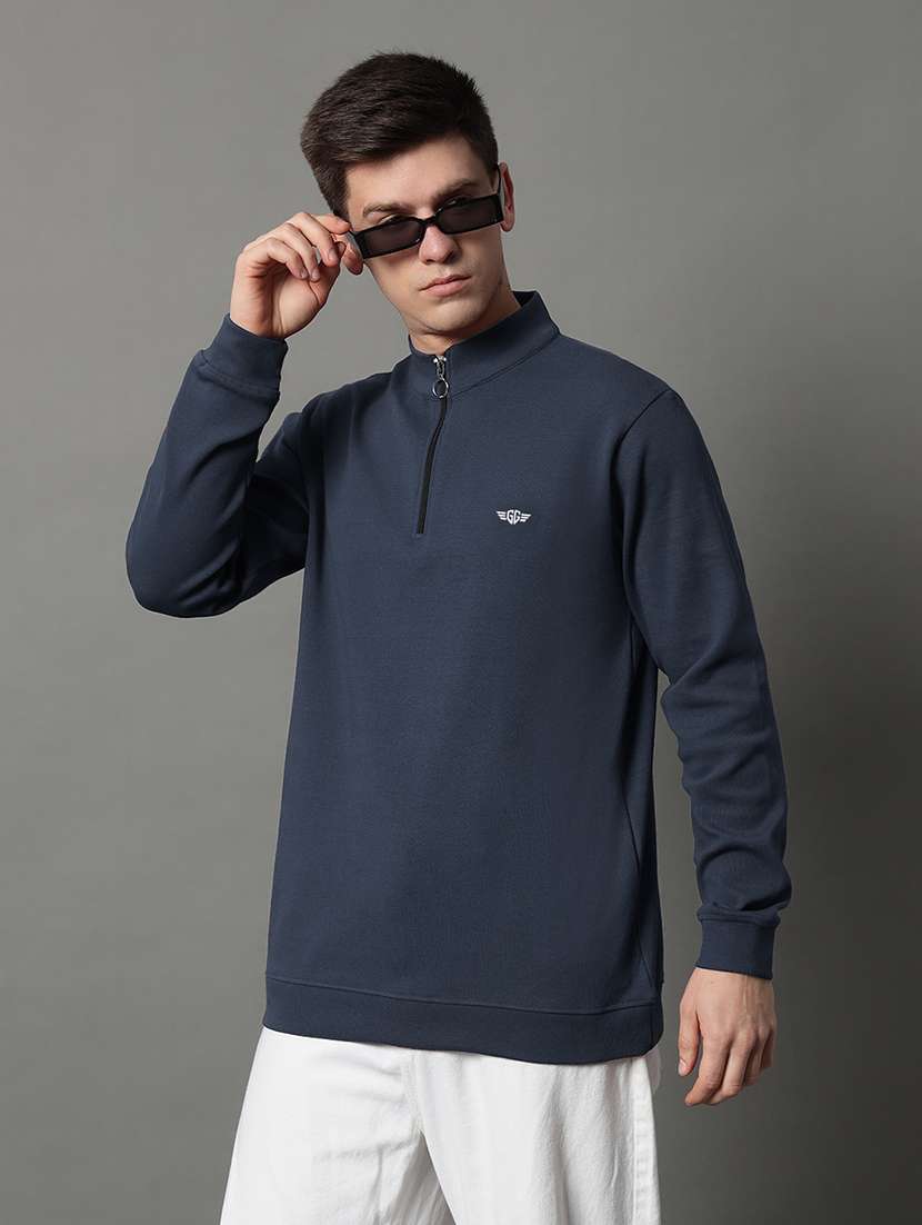 men solid long sleeve regular fit sweatshirt