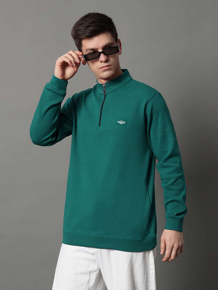 men solid long sleeve regular fit sweatshirt