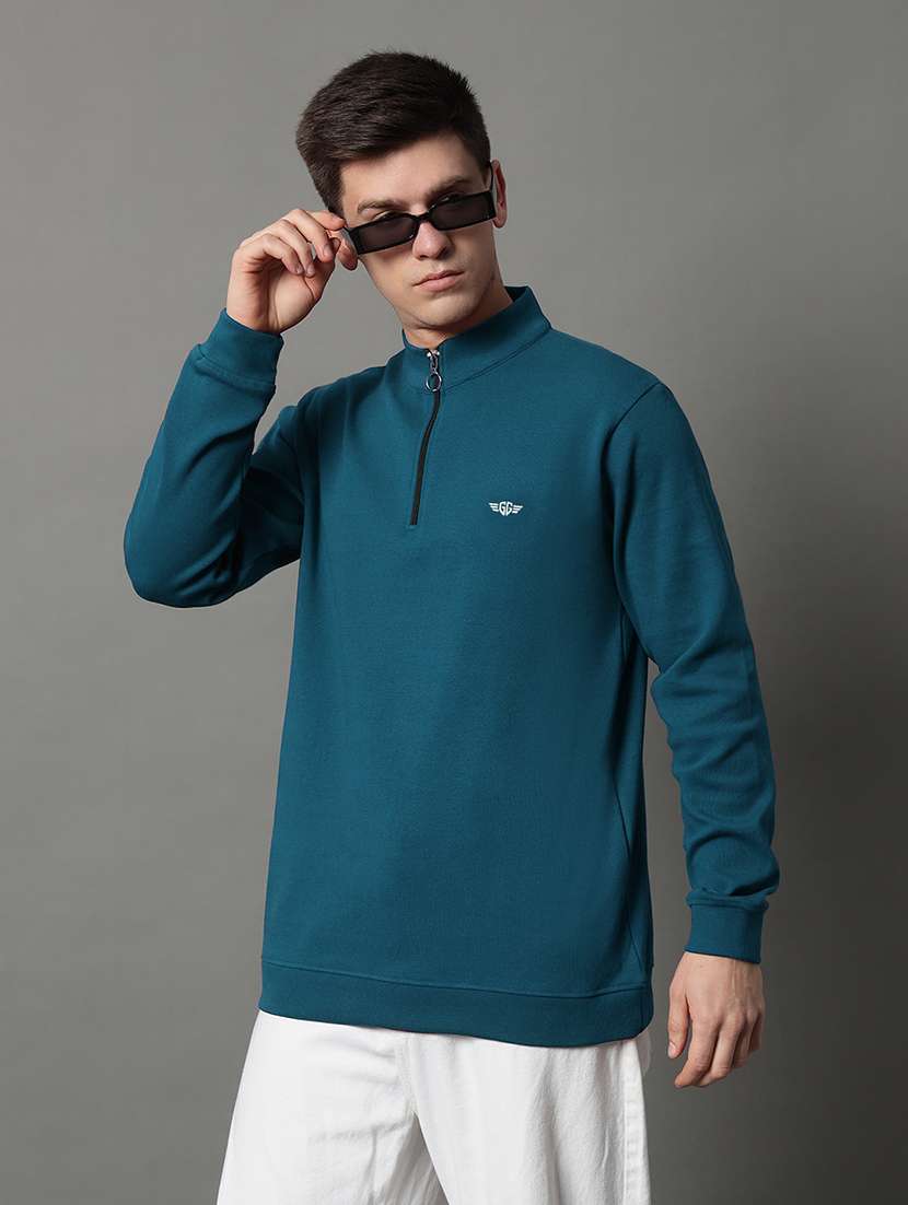 men solid long sleeve regular fit sweatshirt