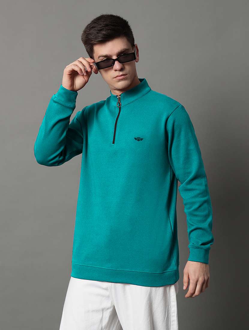 men solid long sleeve regular fit sweatshirt