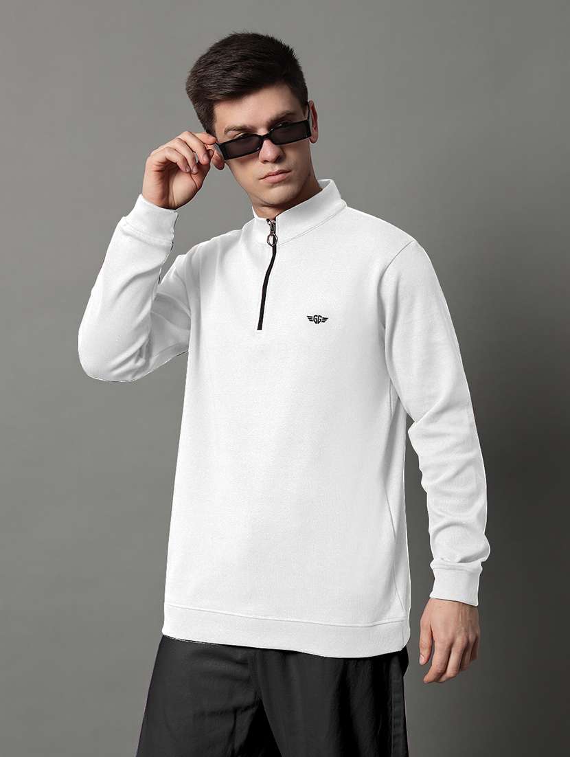 men solid long sleeve regular fit sweatshirt