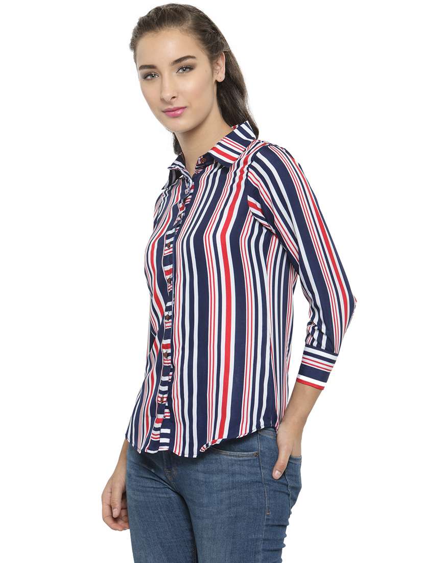 women collared three quarter sleeve regular fit shirt - 22184965 -  Standard Image - 2