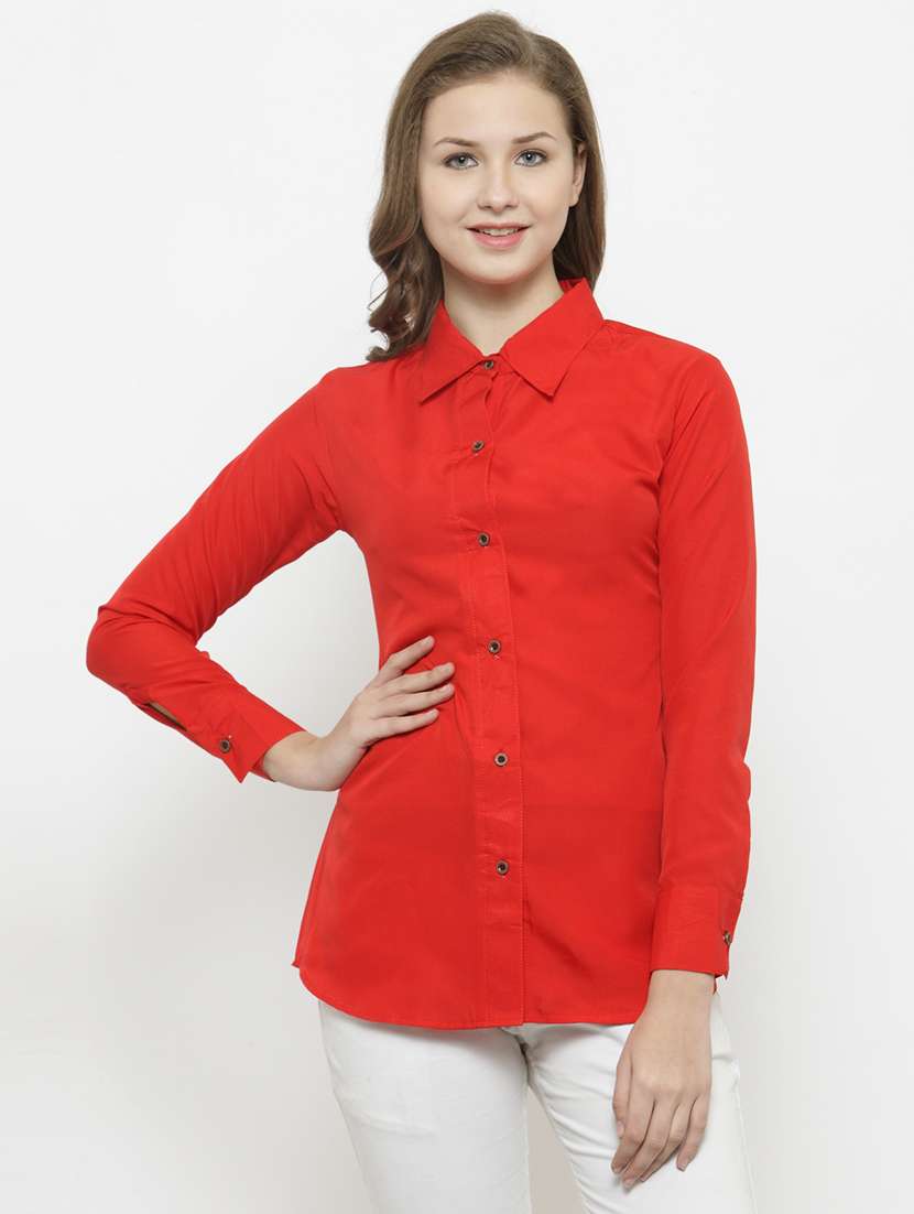 women collared long sleeve regular fit shirt