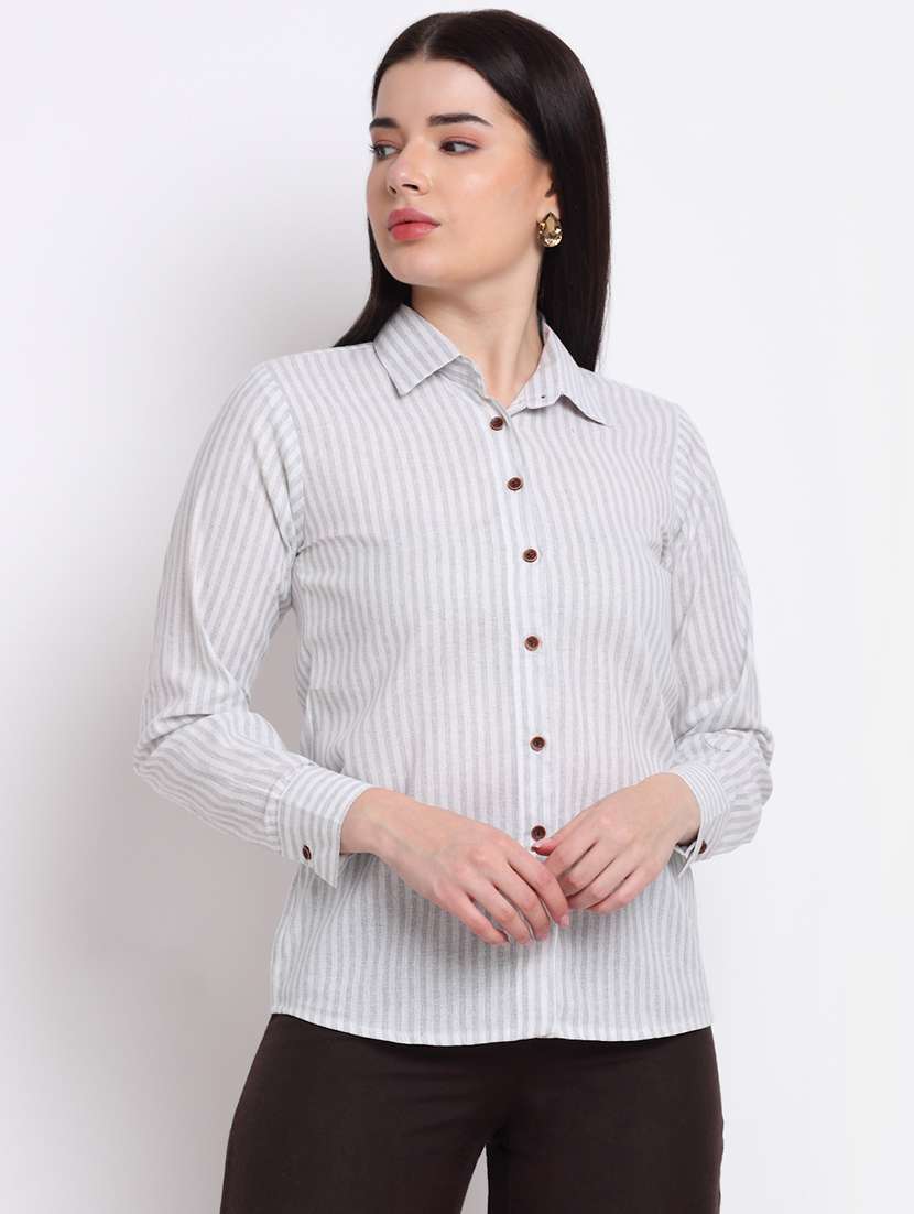 women collared long sleeve regular fit shirt