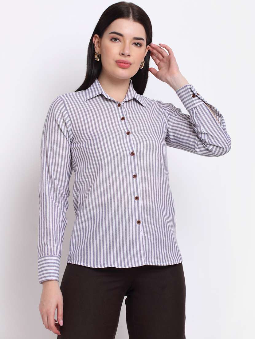 women collared long sleeve regular fit shirt