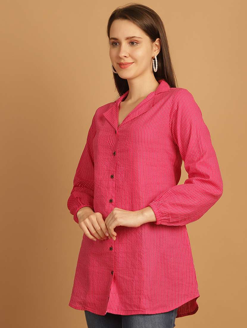 women lapel collar long sleeve regular fit shirt - 22185012 -  Standard Image - 2