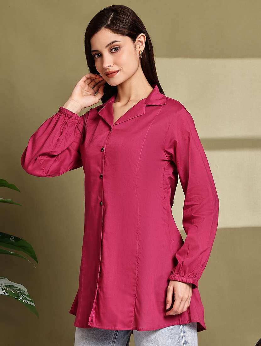 women lapel collar long sleeve regular fit shirt - 22185016 -  Standard Image - 2