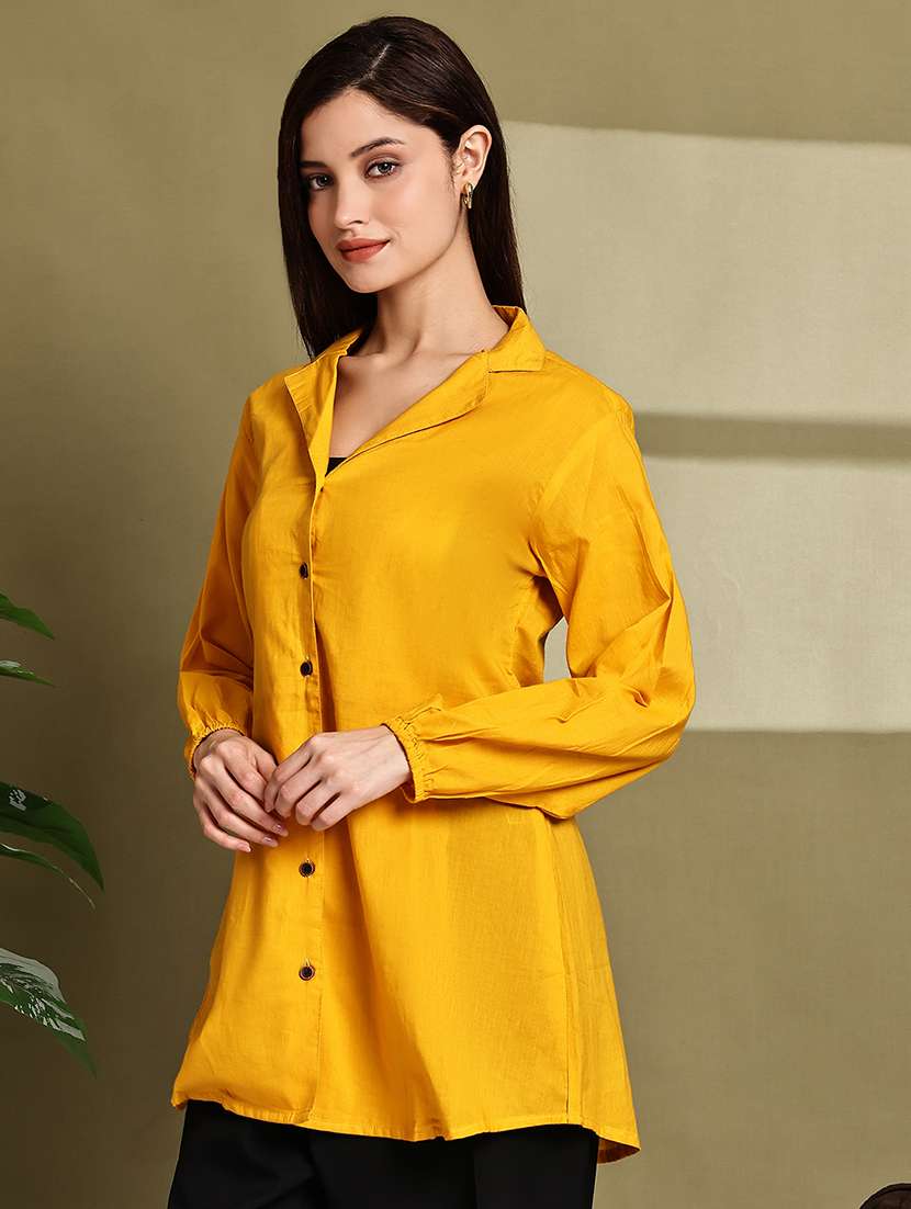 women lapel collar long sleeve regular fit shirt - 22185017 -  Standard Image - 2