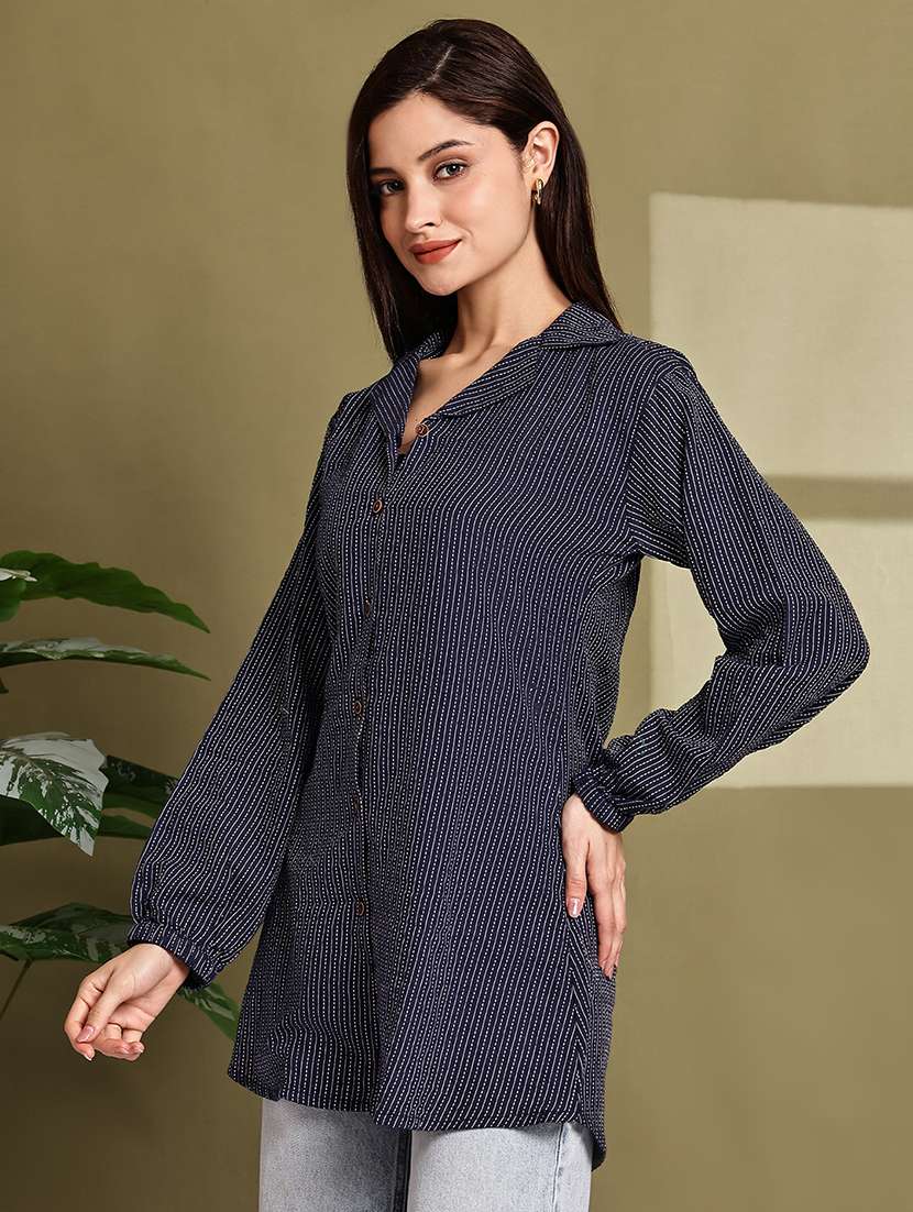 women lapel collar long sleeve regular fit shirt - 22185020 -  Standard Image - 2