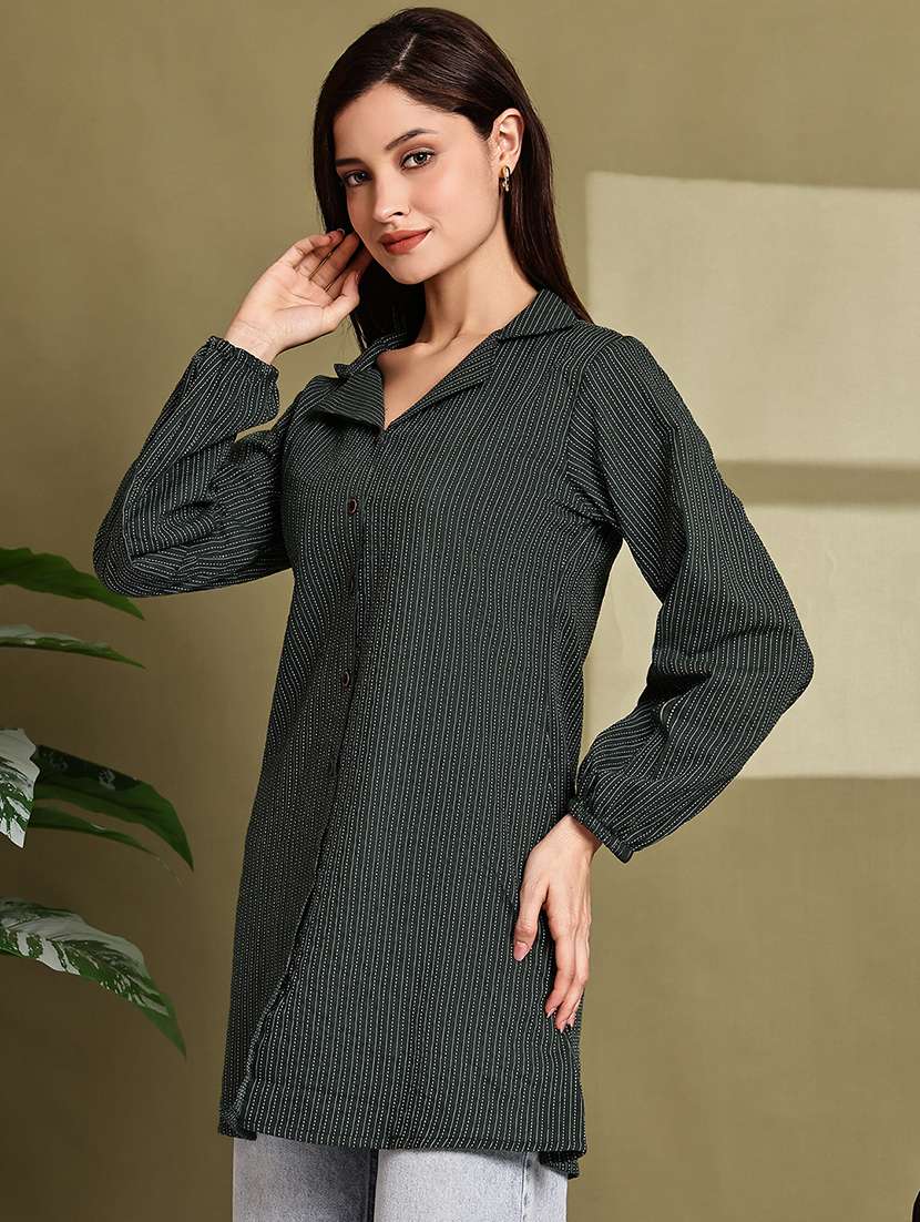 women lapel collar long sleeve regular fit shirt - 22185021 -  Standard Image - 2