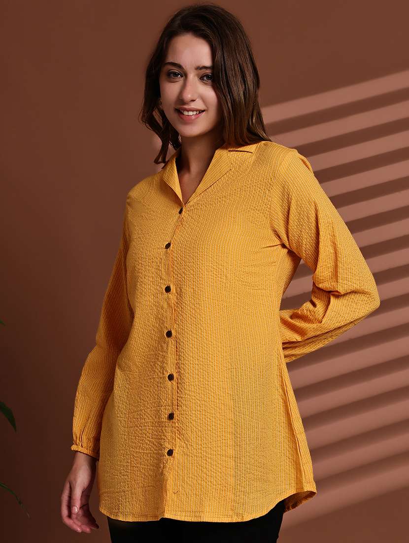 women lapel collar long sleeve regular fit shirt - 22185027 -  Standard Image - 2