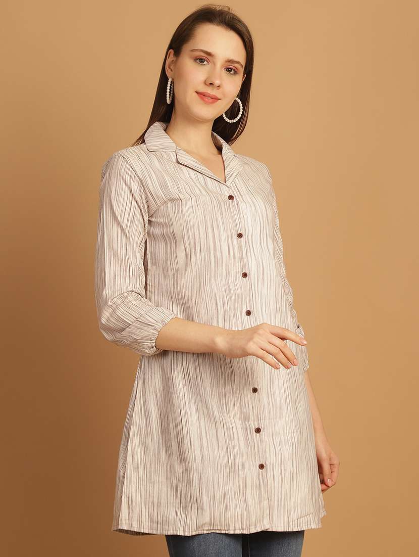 women lapel collar long sleeve regular fit shirt - 22185030 -  Standard Image - 2