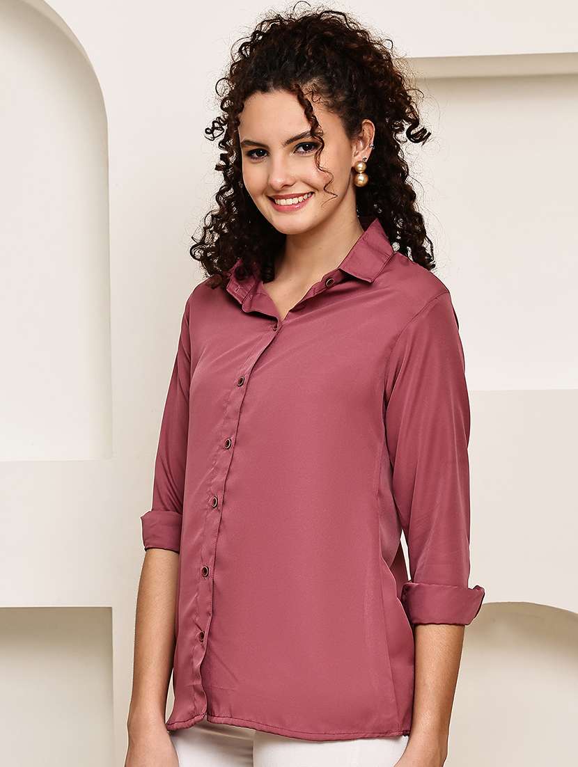women collared roll up sleeve regular fit shirt - 22185037 -  Standard Image - 2