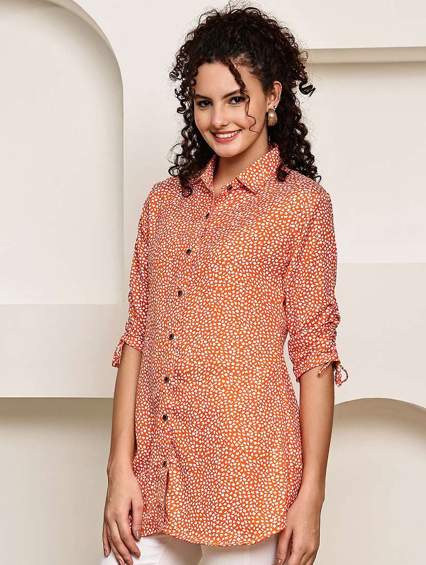 women collared three quarter sleeve regular fit shirt - 22185040 -  Standard Image - 2