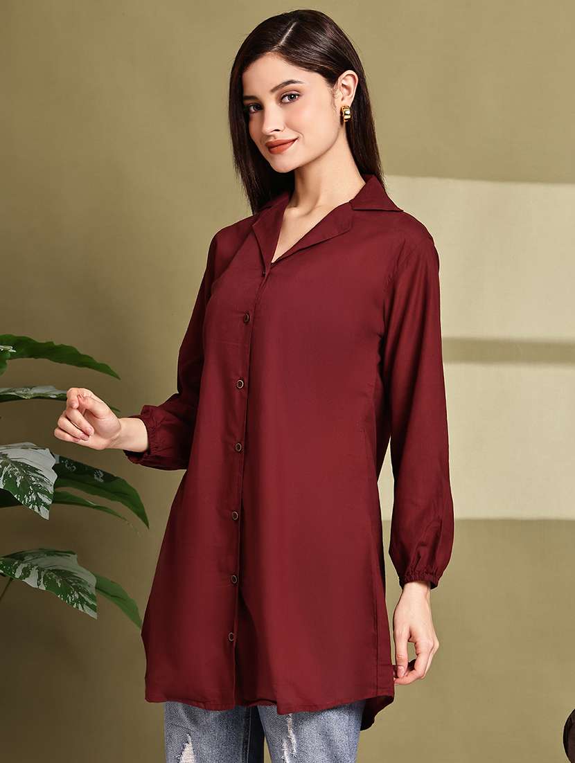 women lapel collar long sleeve regular fit shirt - 22185047 -  Standard Image - 2