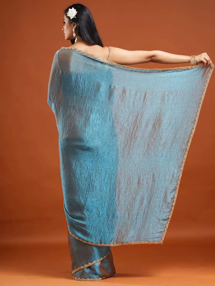 women solid with embellished bordered saree with blouse - 22185055 -  Standard Image - 2