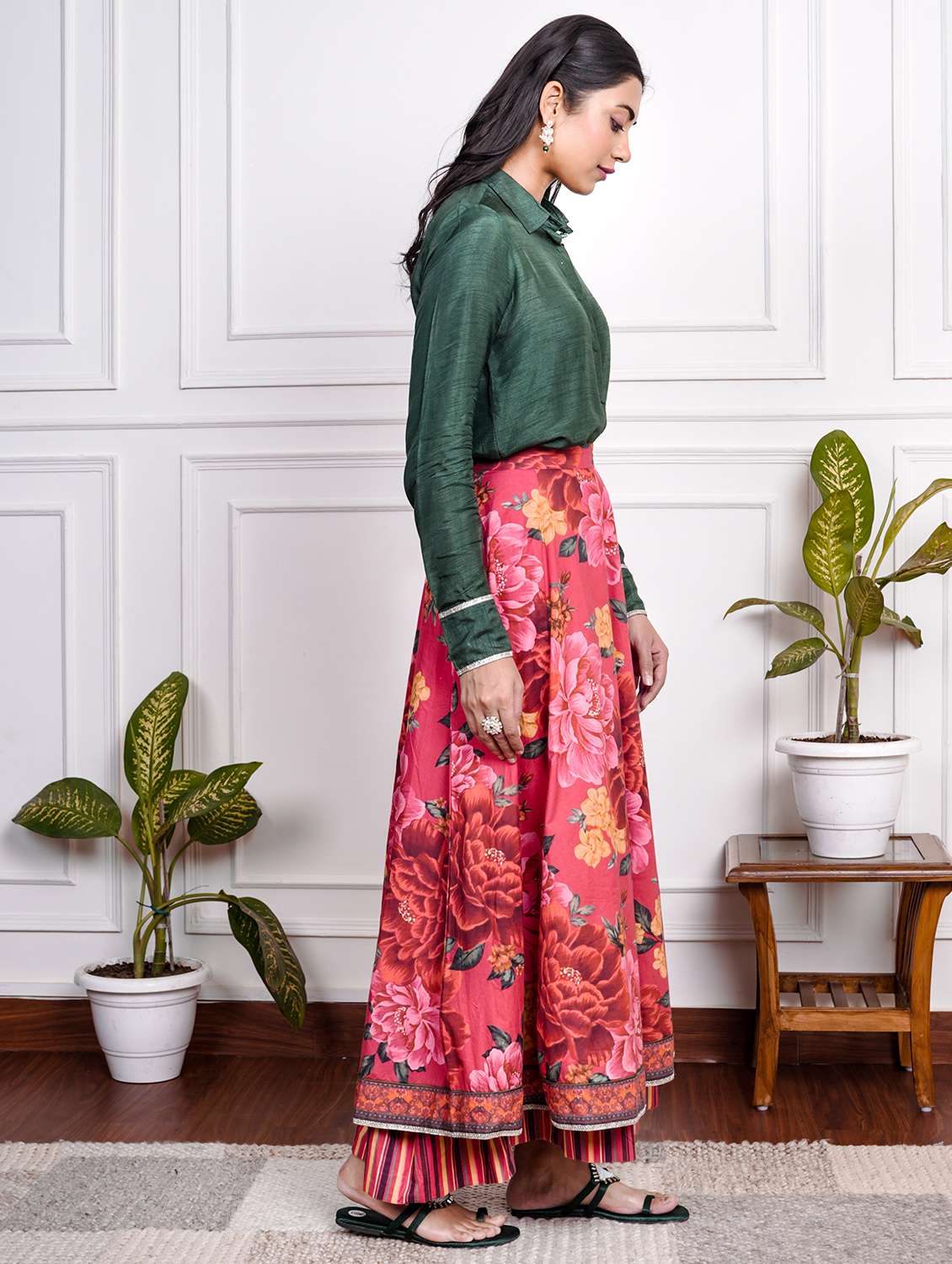 women solid long sleeve skirt top set - 22185063 -  Standard Image - 2