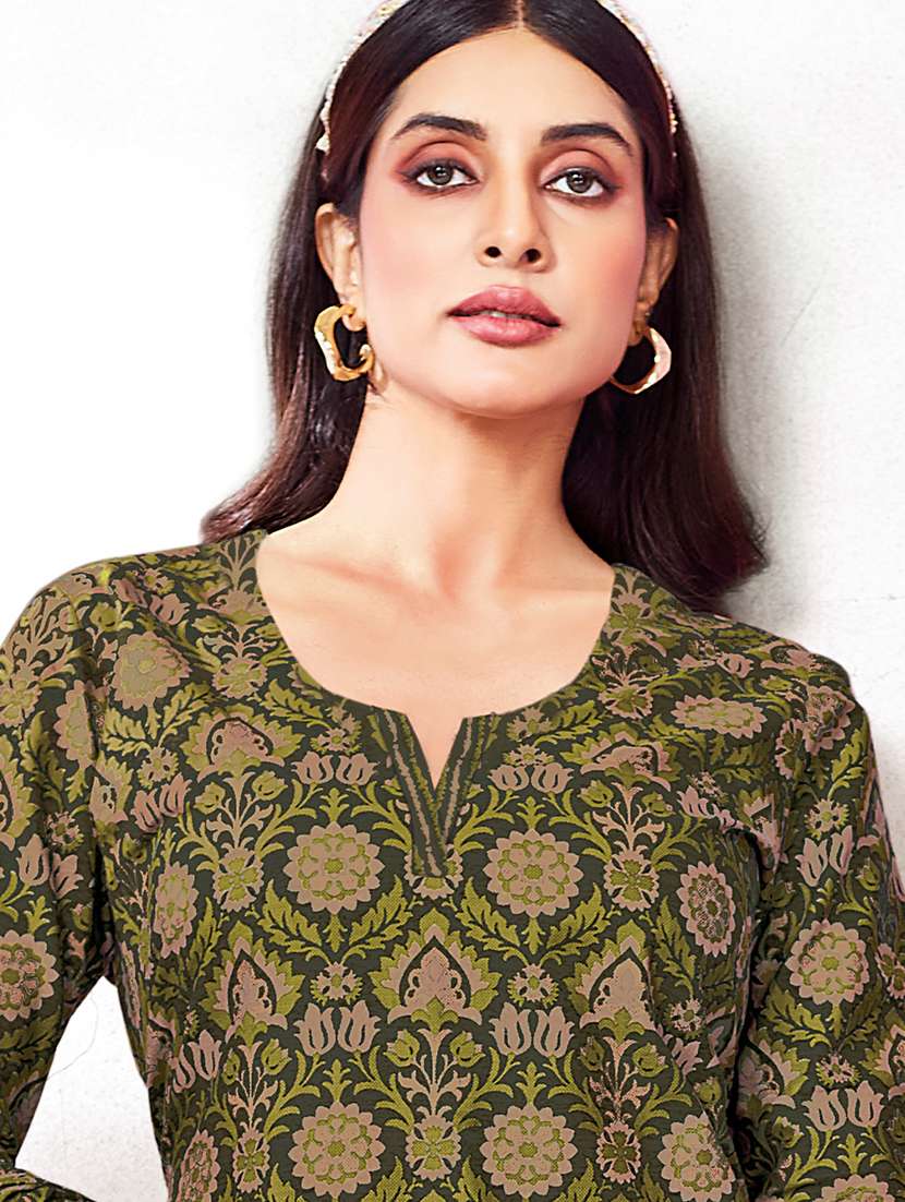 women printed three quarter sleeve kurta pant with dupatta set - 22185122 -  Standard Image - 2