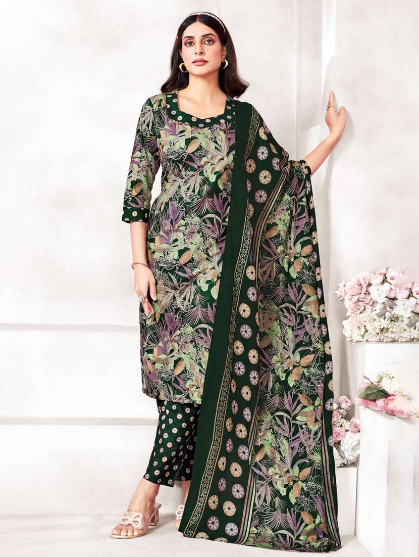green cotton kurta salwar  set