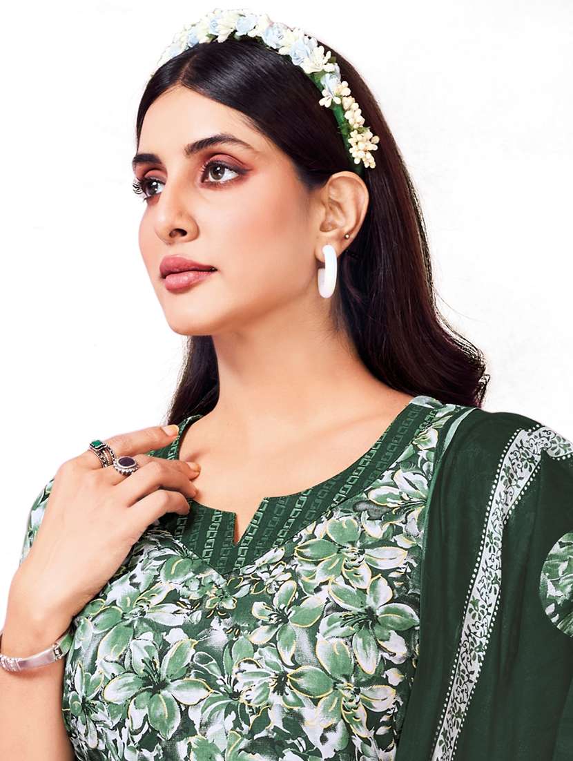 women floral printed three quarter sleeve kurta pant with dupatta set - 22185141 -  Standard Image - 2