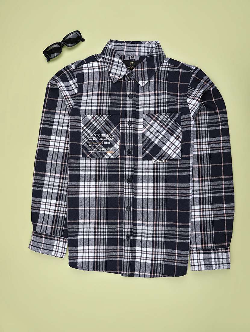boys checkered long sleeve casual shirt