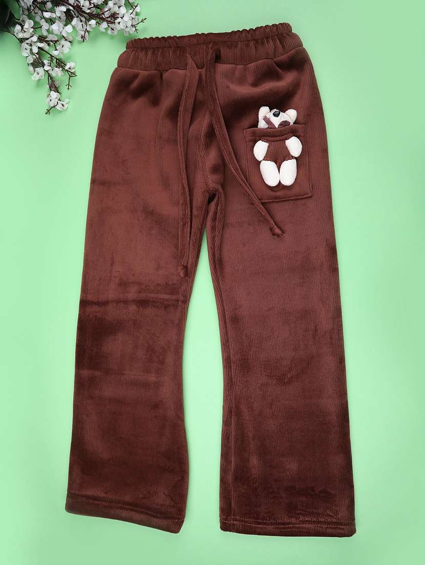 girls solid mid rise nightwear pyjama