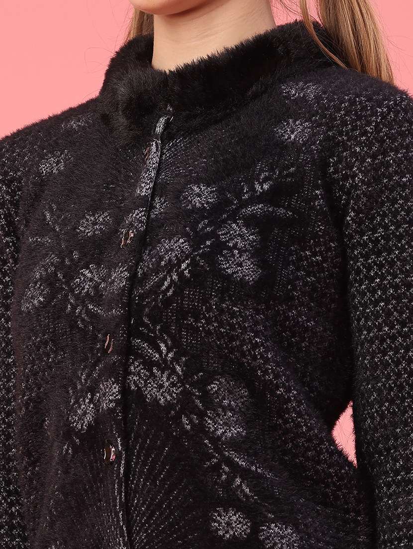 women self design long sleeve cardigan - 22185492 -  Standard Image - 2