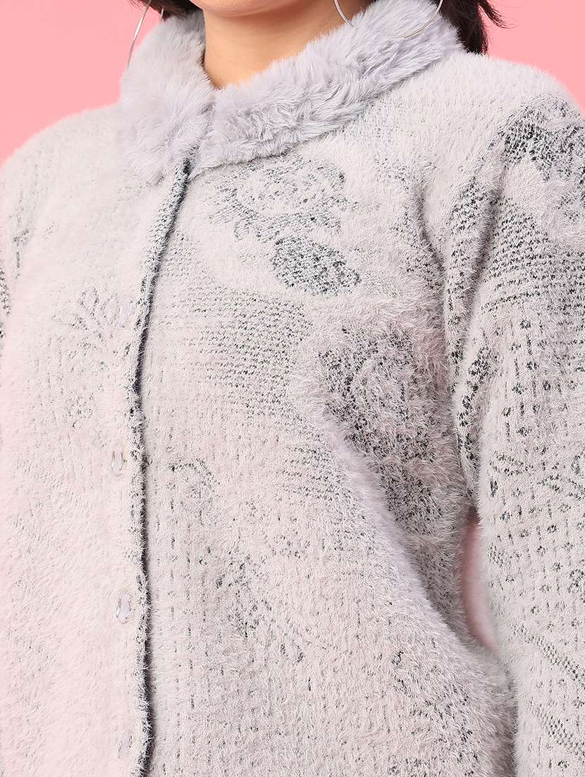 women self design long sleeve cardigan - 22185495 -  Standard Image - 2