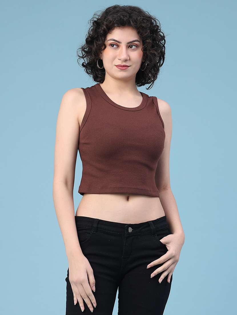 women solid sleeveless tank tee  - 22185536 -  Standard Image - 2