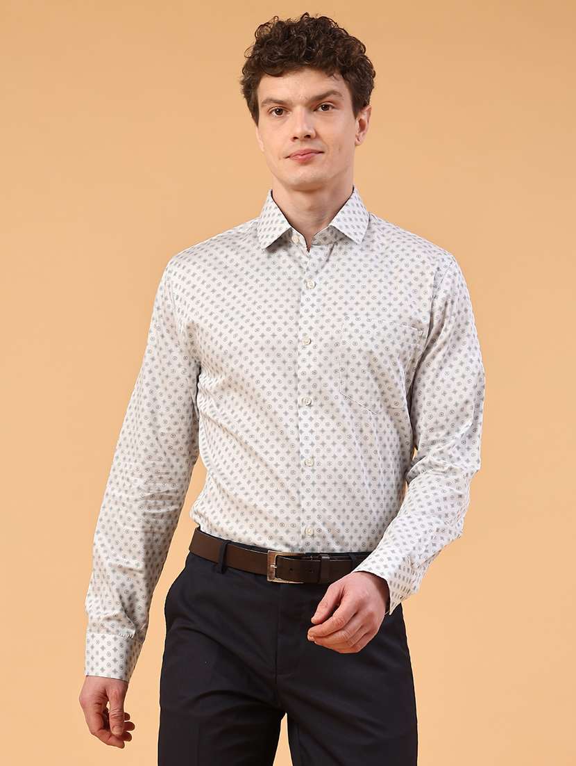 men printed long sleeve slim fit formal shirt - 22185557 -  Standard Image - 2
