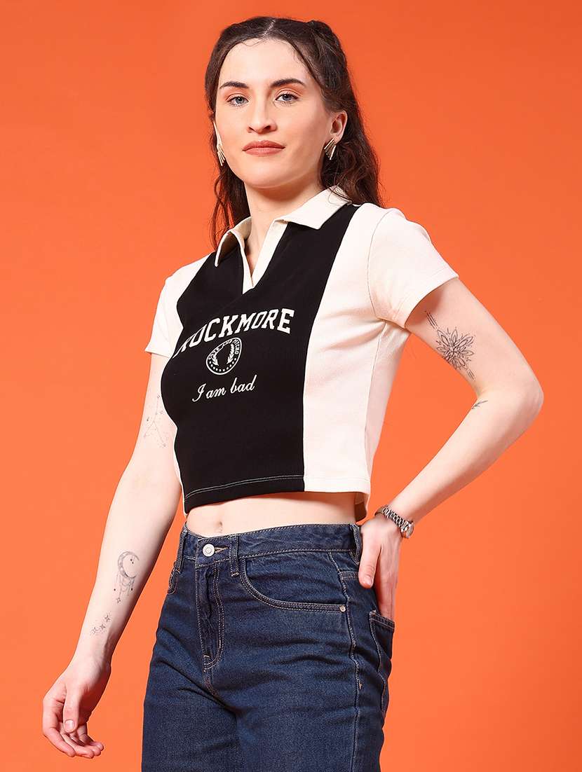 women printed short sleeve crop t-shirt - 22185558 -  Standard Image - 2