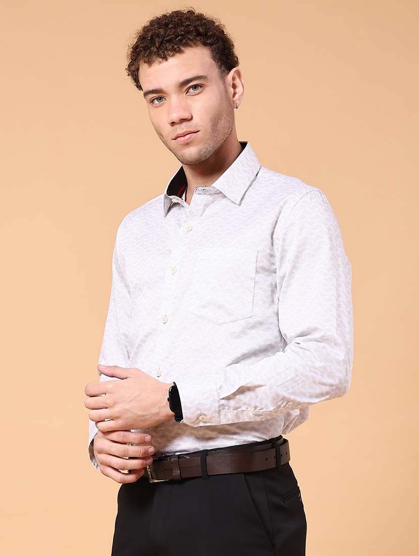 men printed long sleeve slim fit formal shirt - 22185583 -  Standard Image - 2