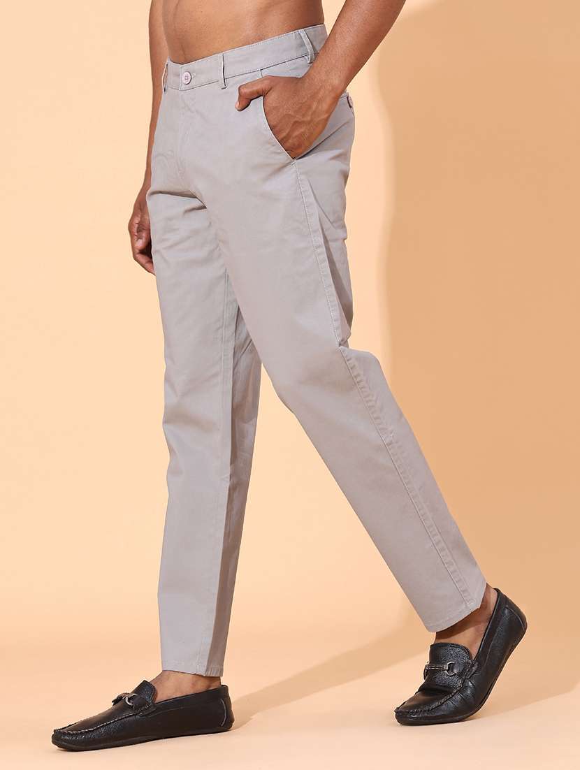 men grey cotton chinos casual trouser