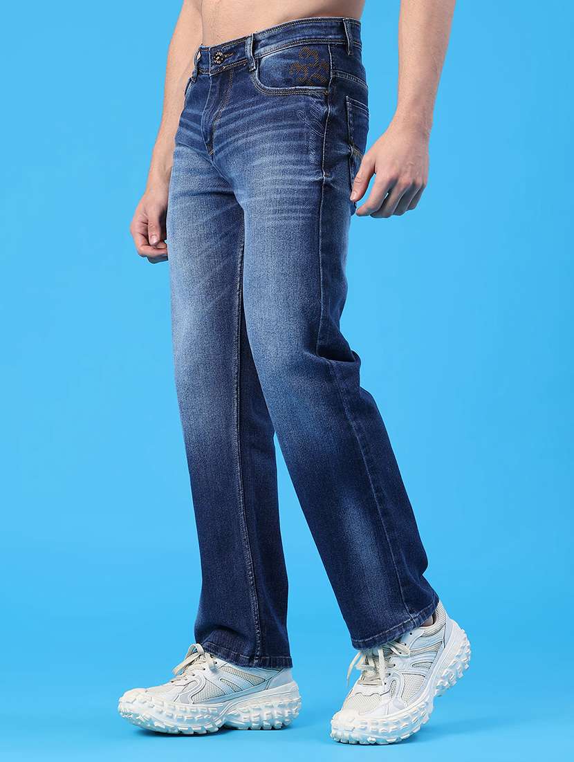 men washed mid rise full length straight fit jeans - 22185604 -  Standard Image - 2