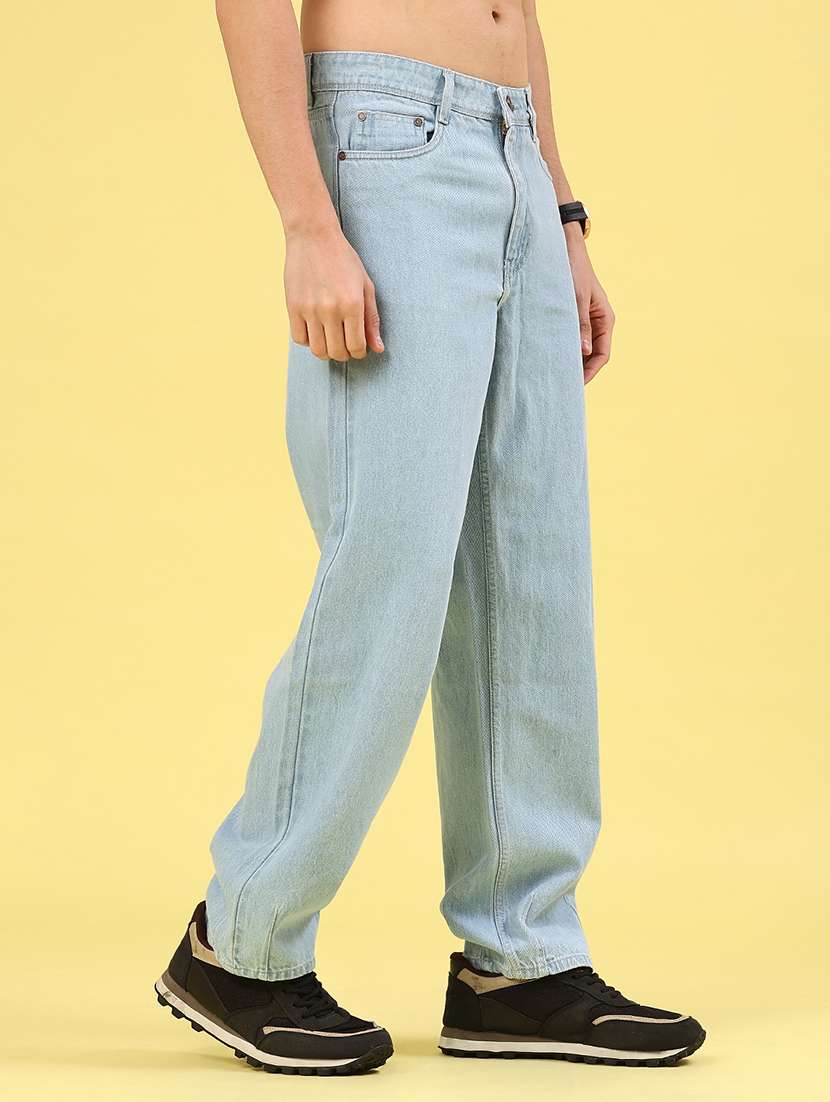 men plain mid rise full length straight jeans - 22185610 -  Standard Image - 2