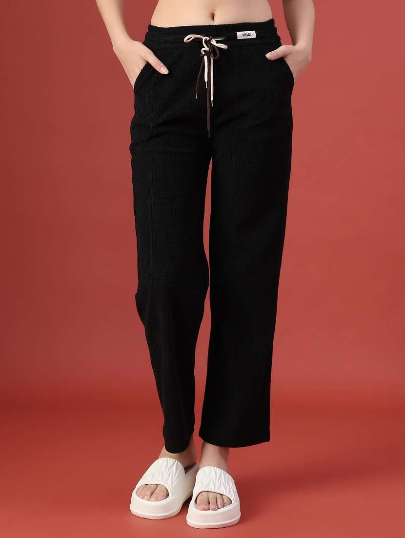 women solid mid rise pajamas