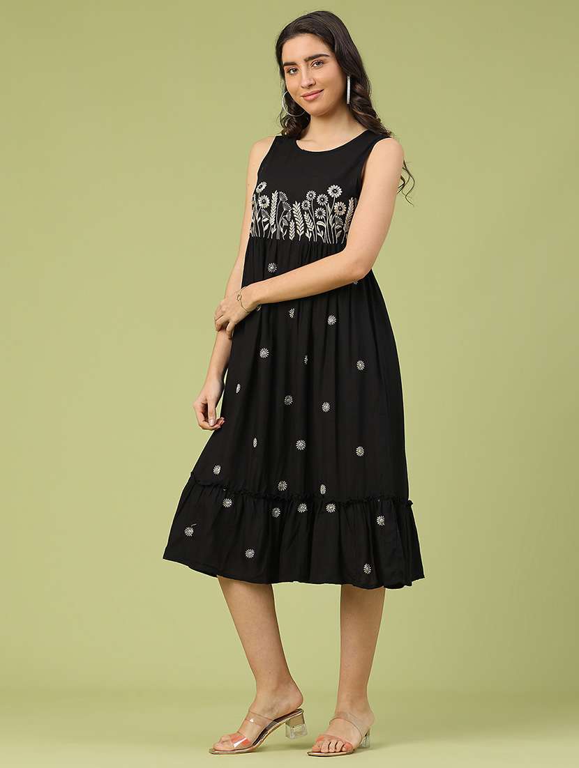 women solid with work sleeveless ethnic dress - 22185656 -  Standard Image - 2